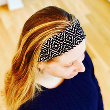 Load image into Gallery viewer, Sashiko Persimmon Flower (and Headband Pattern) | Embroidery on Knitting Tutorial