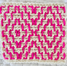 Load image into Gallery viewer, Sashiko Persimmon Flower and Headband Pattern | Embroidery on Crochet Tutorial