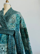 Load image into Gallery viewer, Crocheted Cardigan with a Shawl Collar and a Reversible Embroidered Belt