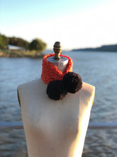 Load image into Gallery viewer, Loopy Dee Loop! Orange with Black PomPoms